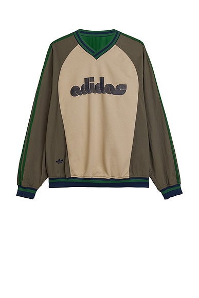 adidas Originals x Brain Dead V Neck Sweatshirt in Brown