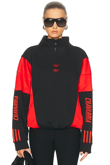 adidas Originals x Willy Chavarria Watsonville Mockneck Sweater in Black & Red