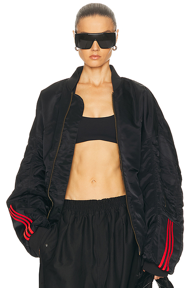 adidas Originals x Willy Chavarria Satin Bomber Jacket in Black