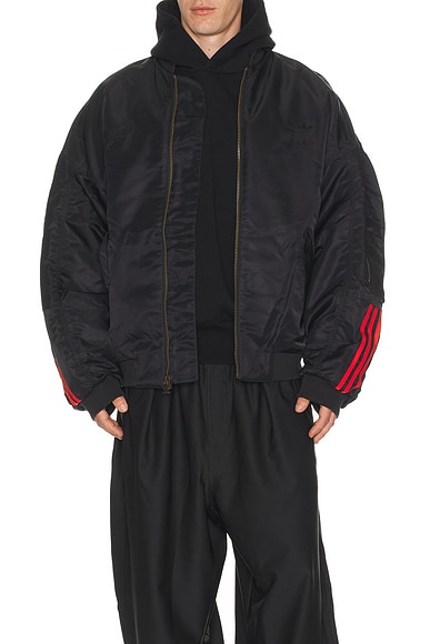 adidas Originals x Willy Chavarria Satin Bomber Jacket in Black