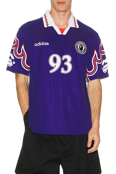 adidas Originals x Bape Flame Football Jersey in Japan Blue