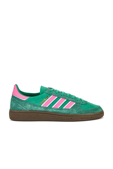 adidas Originals Handball Spezial Wm in Court Green, Lucid Pink, & Off White