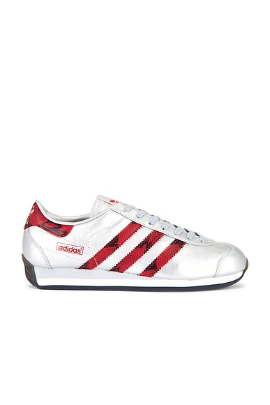 adidas Originals Country Japan in Silver Metallic, Better Scarlet, & Black