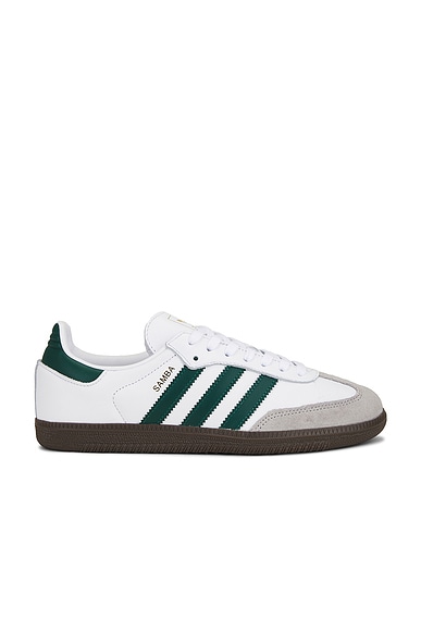 adidas Originals Samba Og in White, Collegiate Green, & Clear Granite
