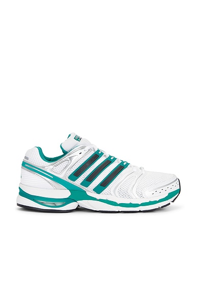 adidas Originals x Sporty And Rich Adistar Control 5 Sneaker in White, Carbon, & Pure Tea
