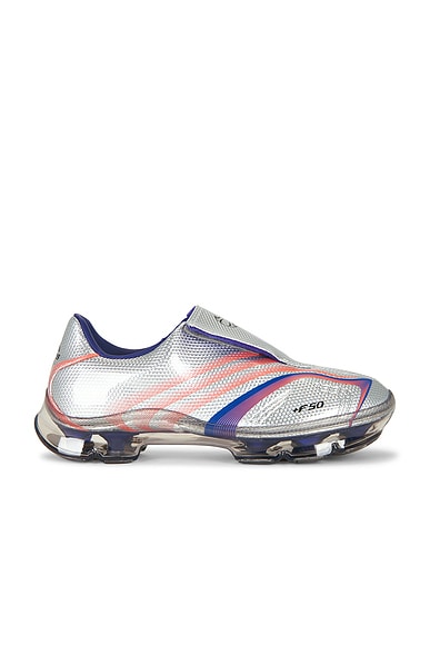 adidas Originals Adidas F50 Adiframe Sneaker in Solar Purple, Solar Turquoise, & Silver Metallic