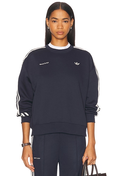 adidas Originals x Sporty & Rich Crewneck Sweatshirt in Blue