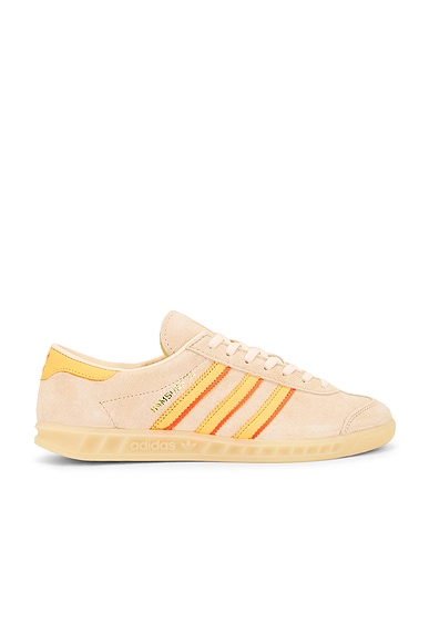 adidas Originals Hamburg 24 Sneaker in Crystal Sand, Hazy Orange, & Collegiate Orange