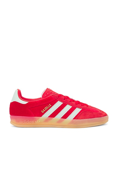 adidas Originals Gazelle Indoor in Better Scarlet, Hazy Green, & Gum 3