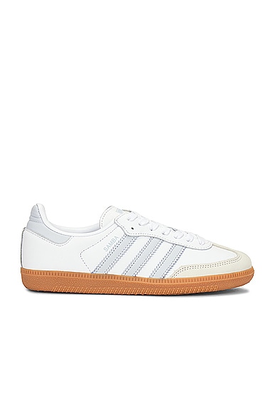 Adidas Originals Womens Adidas Samba Og Logo-print Leather And Suede Low-top Trainers In White  Halo Blue  & Off White