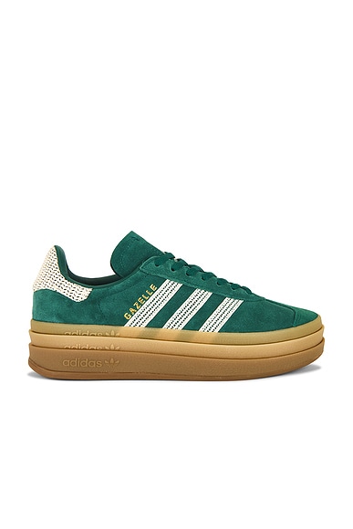adidas Originals Gazelle Bold Platform Sneaker in Green, Wonder White, & Gold