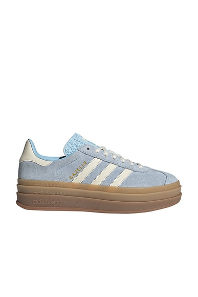 adidas Originals Gazelle Bold Sneaker in Clear Sky, Cream White, & Gold Metallic