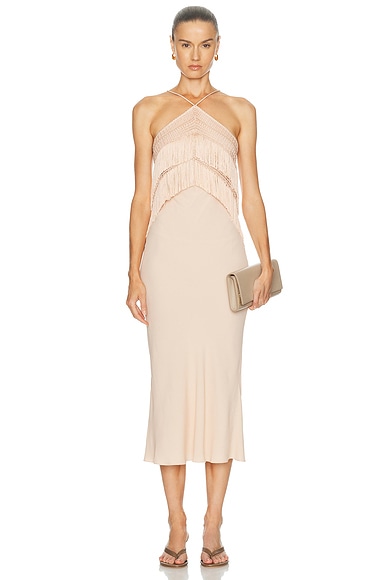 Reina Halter Fringed Dress