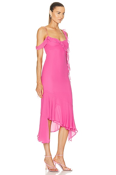 Shop The Andamane Miranda Midi Ruffle Dress In Flamingo Pink
