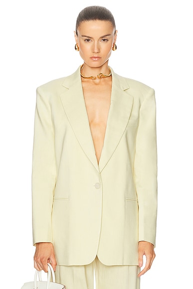 The Andamane Guia Oversized Blazer in Pale Yellow