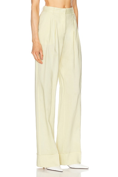 Shop The Andamane Nathalie Cuffed Hem Maxi Pant In Pale Yellow