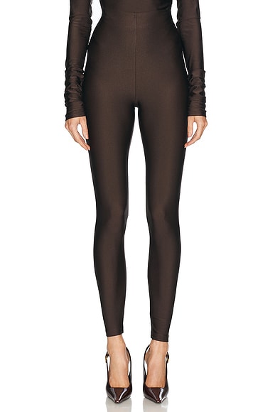 VERSACE Shiny Leggings in Black FWRD