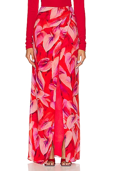 Shop The Andamane Phoebe Wrap Skirt In Anthurium Multi