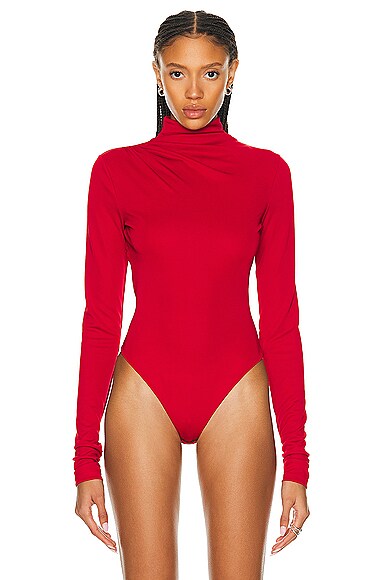 The Andamane Parker Open Back Bodysuit In Red