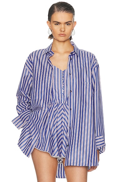 The Andamane New Georgiana Oversized Top in Blue & Rouge Noir