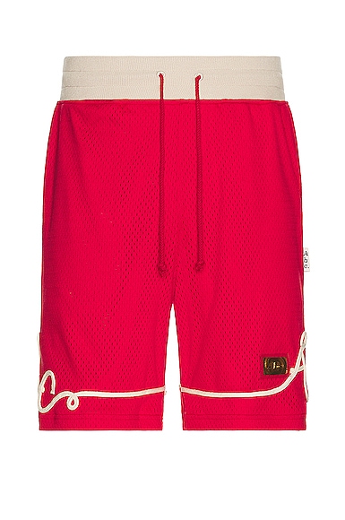 Advisory Board Crystals Soutache Basketball Short in Red