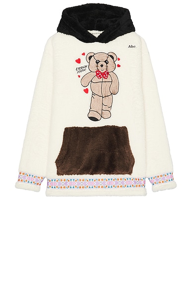 Bear Patch Boa Fleece Pullover Hoodie