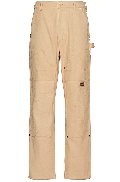 Advisory Board Crystals Diamond Stitch Double Knee Pant in Tan