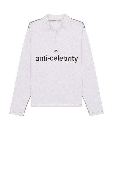 Advisory Board Crystals Anti-Celebrity Polo Rugby Shirt in Heather Grey