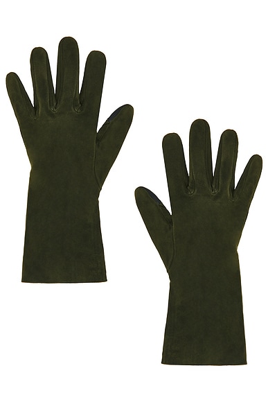 AGNELLE Christina Suede Gloves in Olive