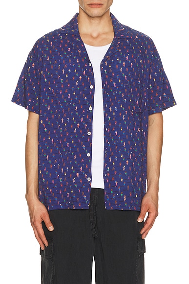 Altinha x Malika Favre Camp Collar Shirt in Eco Blue