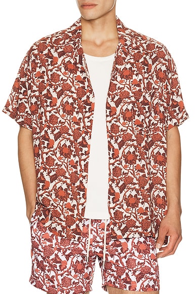 Arrels Barcelona Kabak x Lazaro Rosa-Violan Camp Collar Shirt in Eco Red
