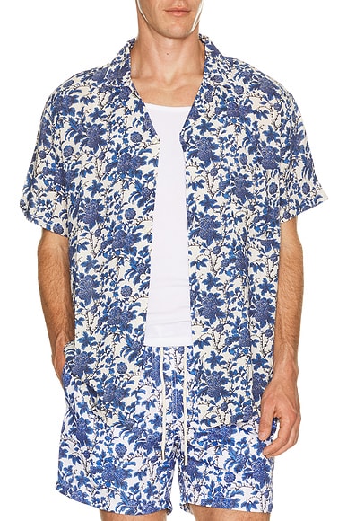Marmaris x Malika Favre Camp Collar Shirt in Eco Blue