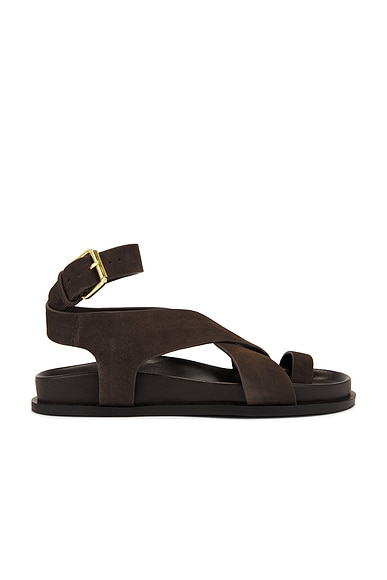 GIA BORGHINI x RHW Flat Toe Ring Wrap Suede Sandal in Cream GIA BORGHINI x RHW Flat Toe Ring Wrap Suede Sandal in Cream