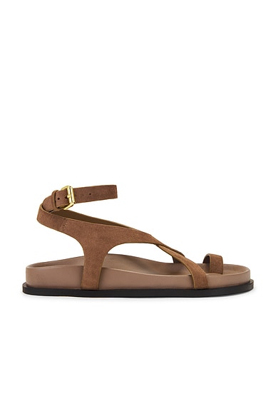 【タイムセール！】 BORGHINI GIA x Cream in Sandal Suede Wrap Ring Toe Flat RHW 靴