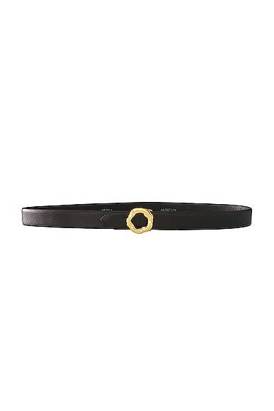 AUREUM Black & Gold Motif Belt in Black