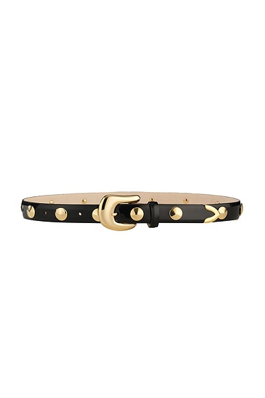 AUREUM Patent Studded Belt in Black & Gold