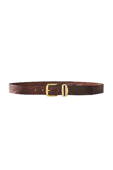AUREUM Brown & Gold French Rope Belt in Brown