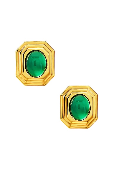 Shop Aureum Aisling Earrings In Gold & Green