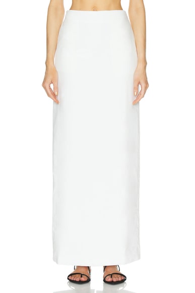 Linen Column Maxi Skirt in White