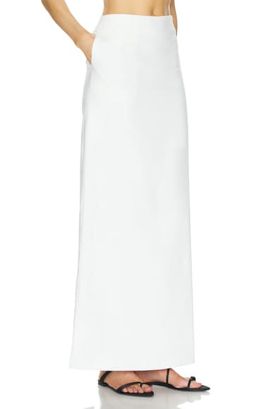 Shop Aexae Linen Column Maxi Skirt In White