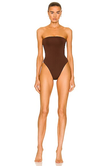 AEXAE Bandeau Swimsuit in Brown