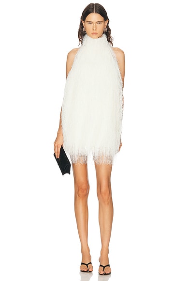 Polyester Fringe Halter Mini Dress