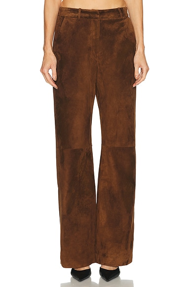 Leather Suede Straight Leg Pant