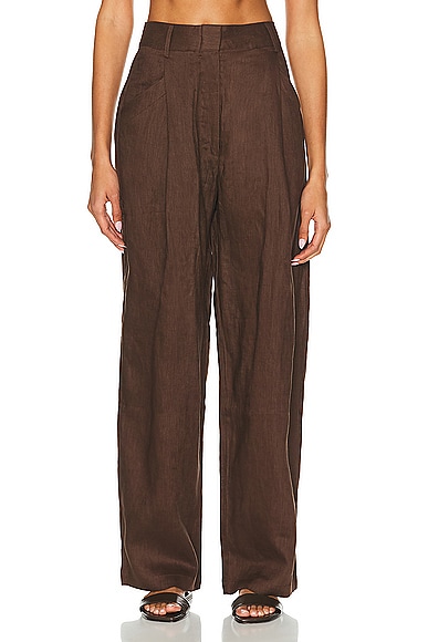 AEXAE Linen Trouser in Brown