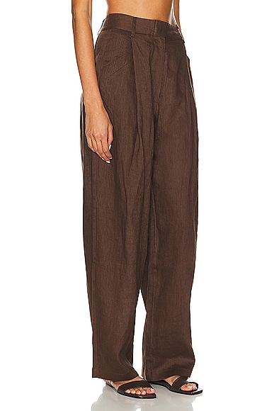 Shop Aexae Linen Trouser In Brown