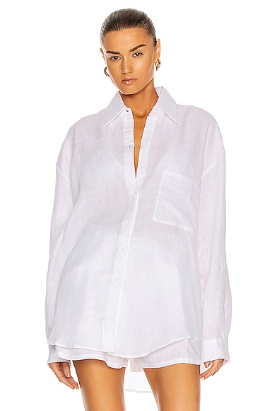 Shop Aexae Linen Woven Shirt In White