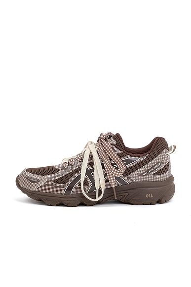 靴 asics story mfg GEL-VENTURE 6 BROWN ASICS Gel-Venture 6 Story mfg. Reddish Brown Gingham Men's
