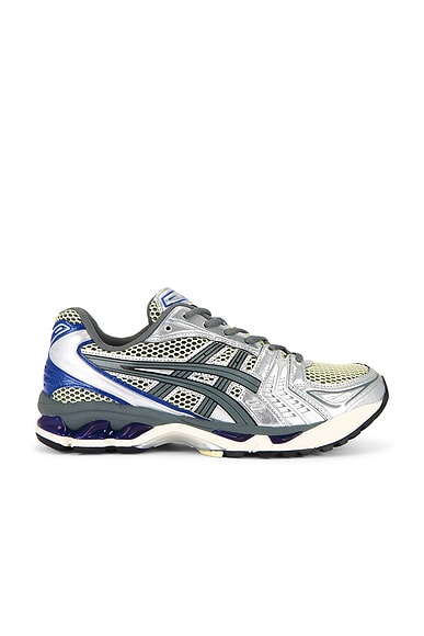 Asics Gel-Kayano 14 Sneaker in Soft Yellow & Asics Blue
