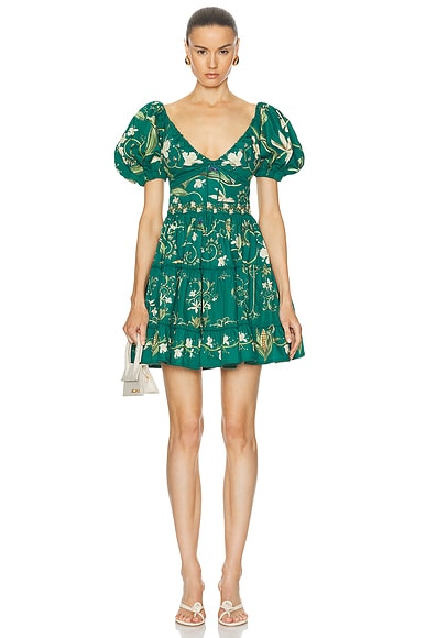 Shop Agua By Agua Bendita Manzanilla Mini Dress In Emerald
