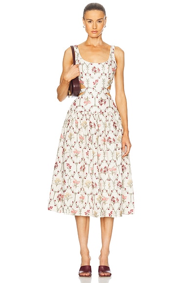 Zimmermann Matchmaker Frilled Midi Dress in Pink Bandana | FWRD